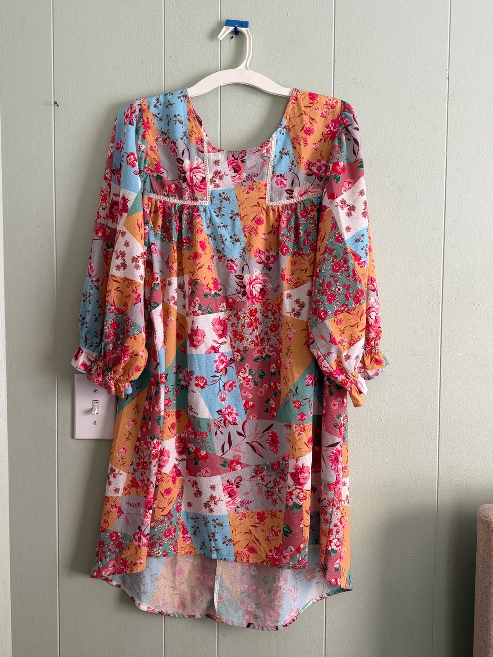 Umgee Floral Patchwork Long Sleeve Shift Dress cottagecore romantic festival - Picture 9 of 14